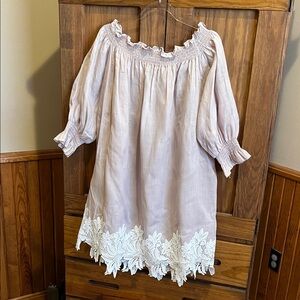 Women's Peasant Dress with Lace Hem